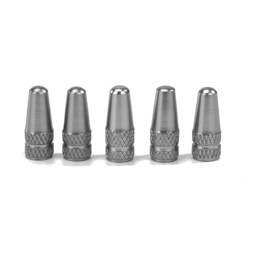 Magnetventil 5/10 STÜCKE Fahrradreifenventilkappe Aluminium Hochdruckkappen for Presta-Ventile Bunte Fahrradreifenkappe MTB Bike Ventil(5PCS Titanium) von KUNYOS