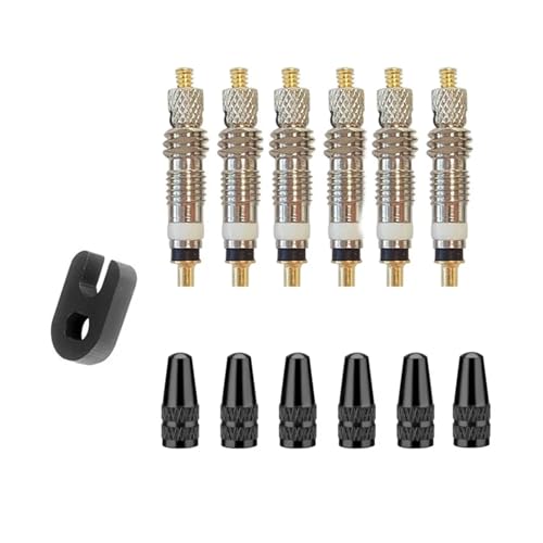 Magnetventil 6/12 Stück Fahrrad-Ventileinsatz, abnehmbar, Ersatz-Messing-Ventileinsatz, Werkzeug for Entfernen von Tubeless-Ventilen for Rennräder, MTB-Fahrräder Ventil(Black) von KUNYOS