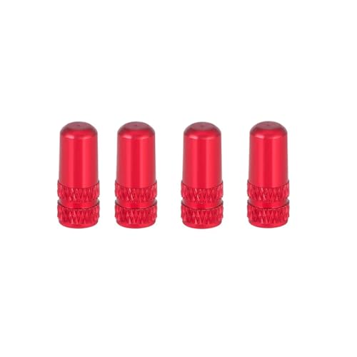 Magnetventil Aluminium Legierung Fahrrad Reifen Ventil Kappe Rennrad Abdeckung Protector Reifen Staubdicht Ventil(Red 4pcs) von KUNYOS