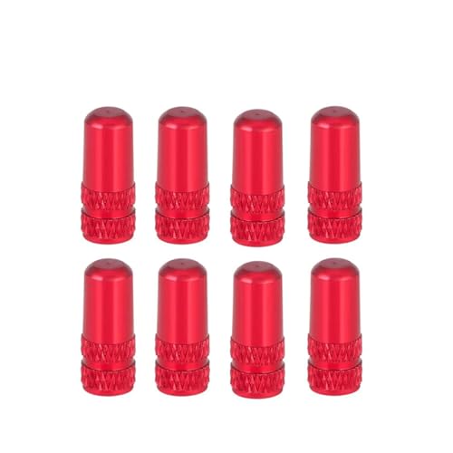 Magnetventil Aluminium Legierung Fahrrad Reifen Ventil Kappe Rennrad Abdeckung Protector Reifen Staubdicht Ventil(Red 8pcs) von KUNYOS