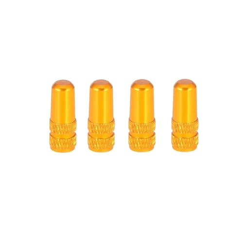Magnetventil Aluminium Legierung Fahrrad Reifen Ventil Kappe Rennrad Abdeckung Protector Reifen Staubdicht Ventil(Yellow 4pcs) von KUNYOS
