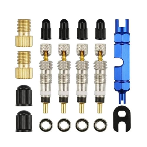 Magnetventil Fahrrad Presta Tubeless Core Kit Abnehmbare Aluminium Legierung Presta Stem Caps Bike Tubeless Ventil(Kit 6) von KUNYOS