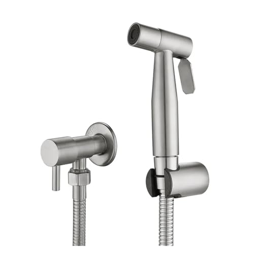 Magnetventil Handheld-WC-Bidet-Sprüher mit Messingventil Edelstahl-Bidet-Dusche Hygienische Duschwand Ventil(Brushed Nickel) von KUNYOS