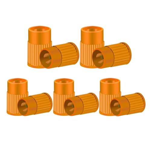 Magnetventil Kunststoff-Reifenventilkappen, integriertes Kernentfernungswerkzeug, Schaftabdeckungen for Autos, Fahrräder und Fahrräder, LKWs, Motorräder Ventil(Orange-10Pcs) von KUNYOS
