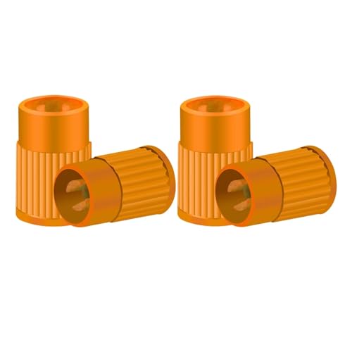 Magnetventil Kunststoff-Reifenventilkappen, integriertes Kernentfernungswerkzeug, Schaftabdeckungen for Autos, Fahrräder und Fahrräder, LKWs, Motorräder Ventil(Orange-4Pcs) von KUNYOS