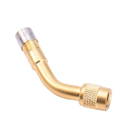 Magnetventil Motorrad 90 45 135 Grad Winkel Gebogen Ventil Adapter Reifen Schlauch Kupfer Silber Verlängerung for Lkw Auto Moto Bike Ventil(1pcs Golden-135) von KUNYOS