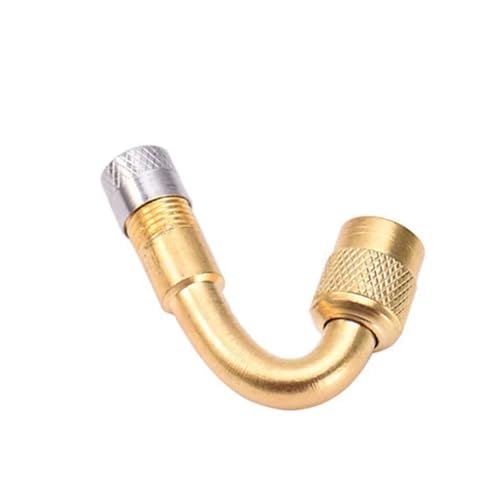 Magnetventil Motorrad 90 45 135 Grad Winkel Gebogen Ventil Adapter Reifen Schlauch Kupfer Silber Verlängerung for Lkw Auto Moto Bike Ventil(1pcs Golden-45) von KUNYOS