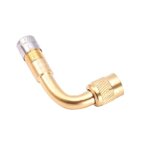 Magnetventil Motorrad 90 45 135 Grad Winkel Gebogen Ventil Adapter Reifen Schlauch Kupfer Silber Verlängerung for Lkw Auto Moto Bike Ventil(1pcs Golden-90) von KUNYOS