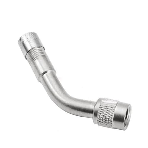 Magnetventil Motorrad 90 45 135 Grad Winkel Gebogen Ventil Adapter Reifen Schlauch Kupfer Silber Verlängerung for Lkw Auto Moto Bike Ventil(1pcs silver-135) von KUNYOS