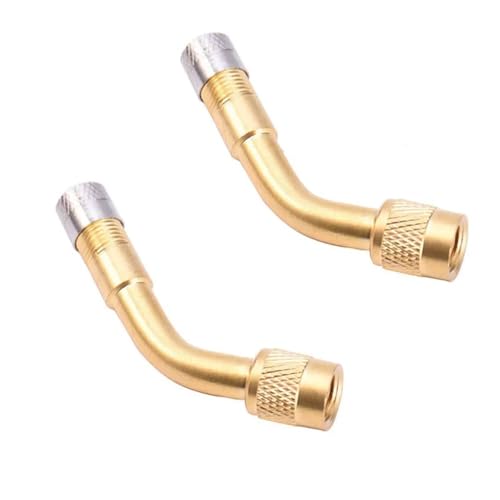 Magnetventil Motorrad 90 45 135 Grad Winkel Gebogen Ventil Adapter Reifen Schlauch Kupfer Silber Verlängerung for Lkw Auto Moto Bike Ventil(2pcs Golden-135) von KUNYOS