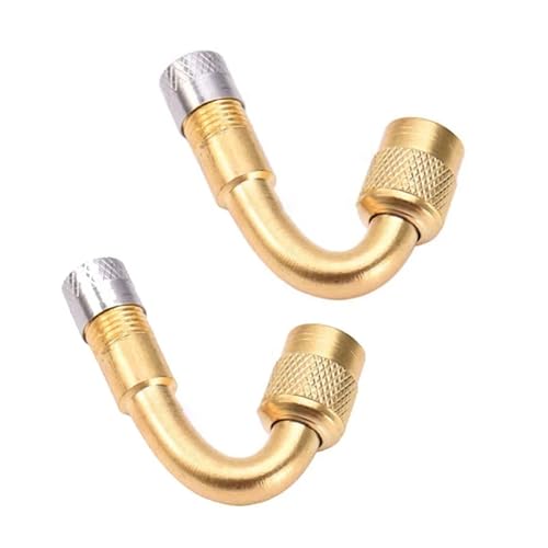 Magnetventil Motorrad 90 45 135 Grad Winkel Gebogen Ventil Adapter Reifen Schlauch Kupfer Silber Verlängerung for Lkw Auto Moto Bike Ventil(2pcs Golden-45) von KUNYOS