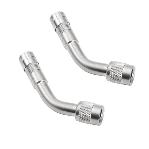 Magnetventil Motorrad 90 45 135 Grad Winkel Gebogen Ventil Adapter Reifen Schlauch Kupfer Silber Verlängerung for Lkw Auto Moto Bike Ventil(2pcs silver-135) von KUNYOS