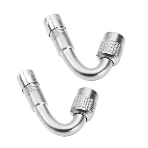 Magnetventil Motorrad 90 45 135 Grad Winkel Gebogen Ventil Adapter Reifen Schlauch Kupfer Silber Verlängerung for Lkw Auto Moto Bike Ventil(2pcs silver-45) von KUNYOS