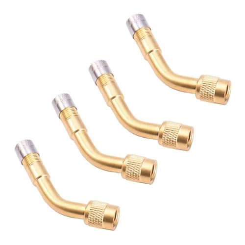 Magnetventil Motorrad 90 45 135 Grad Winkel Gebogen Ventil Adapter Reifen Schlauch Kupfer Silber Verlängerung for Lkw Auto Moto Bike Ventil(4pcs Golden-135) von KUNYOS