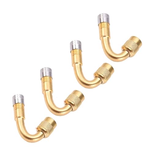 Magnetventil Motorrad 90 45 135 Grad Winkel Gebogen Ventil Adapter Reifen Schlauch Kupfer Silber Verlängerung for Lkw Auto Moto Bike Ventil(4pcs Golden-45) von KUNYOS