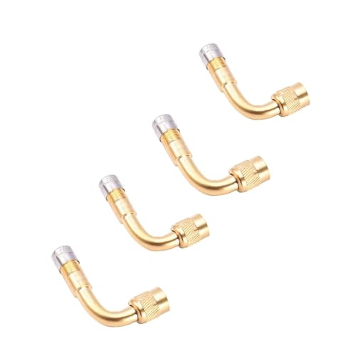 Magnetventil Motorrad 90 45 135 Grad Winkel Gebogen Ventil Adapter Reifen Schlauch Kupfer Silber Verlängerung for Lkw Auto Moto Bike Ventil(4pcs Golden-90) von KUNYOS