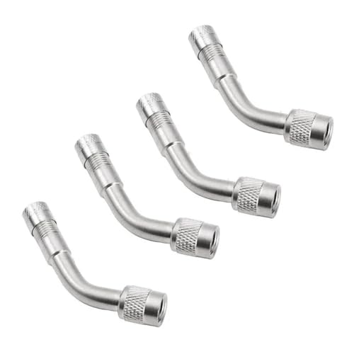 Magnetventil Motorrad 90 45 135 Grad Winkel Gebogen Ventil Adapter Reifen Schlauch Kupfer Silber Verlängerung for Lkw Auto Moto Bike Ventil(4pcs silver-135) von KUNYOS