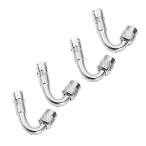 Magnetventil Motorrad 90 45 135 Grad Winkel Gebogen Ventil Adapter Reifen Schlauch Kupfer Silber Verlängerung for Lkw Auto Moto Bike Ventil(4pcs silver-45) von KUNYOS