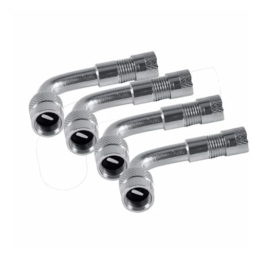 Magnetventil Motorrad 90 45 135 Grad Winkel Gebogen Ventil Adapter Reifen Schlauch Kupfer Silber Verlängerung for Lkw Auto Moto Bike Ventil(4pcs silver-90) von KUNYOS
