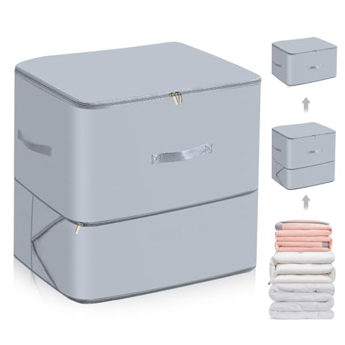 Platzsparender Selbstkomprimierender Organizer für Bettdecken und Kleidung,Groß Aufbewahrungstasche für Bettdecken mit Selbstkompression Ideal für Bettdeckenaufbewahrung und platzsparende Aufbewahrung von KUOFANY