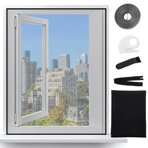 Fliegengitter Dachfenster, Insektenschutz Fenster Mit Verstellbarem Reißverschluss, 130x150cm Fliegennetz, Ohne Bohren Einfach Zu Installieren, Geeignet Für Verschiedene Fenstergrößen, Mit Werkzeug. von KUOGAS