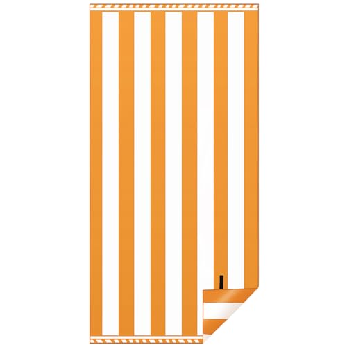 KUOGAS Strandtuch XXL 180 × 90 cm,Groß Schnelltrocknendes Mikrofaser Handtuch, Sandfrei Badetuch,Stranddecke Damen strandhandtuch (Orange) von KUOGAS