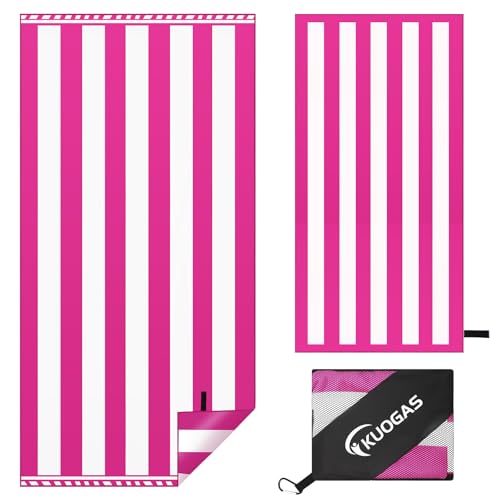 KUOGAS Strandtuch XXL 180 × 90 cm,Groß Schnelltrocknendes Mikrofaser Handtuch, Sandfrei Badetuch,Stranddecke Damen strandhandtuch (Rosenrot) von KUOGAS