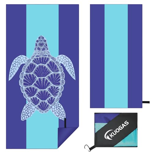 KUOGAS Strandtuch XXL 180 x 90 cm - Mikrofaser Badetuch - Strandtücher leicht und schnelltrocknend - 100% recyceltes Mikrofaser Handtuch - Strandhandtuch zum Baden (Meeresschildkröte) von KUOGAS