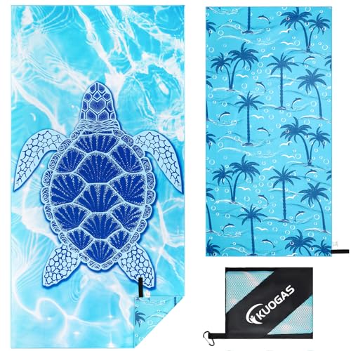 KUOGAS Strandtuch XXL 200×100 cm,Groß Schnelltrocknendes Mikrofaser Handtuch, Sandfrei Badetuch,Stranddecke Damen strandhandtuch von KUOGAS