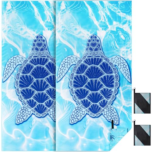 KUOGAS Strandtuch XXL 2er Set 90×180 cm,Groß Schnelltrocknendes Mikrofaser Handtuch, Sandfrei Badetuch,Stranddecke Damen strandhandtuch von KUOGAS