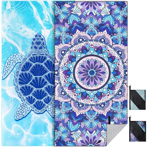 KUOGAS Strandtuch XXL 2er Set 90×180 cm,Groß Schnelltrocknendes Mikrofaser Handtuch, Sandfrei Badetuch,Stranddecke Damen strandhandtuch von KUOGAS