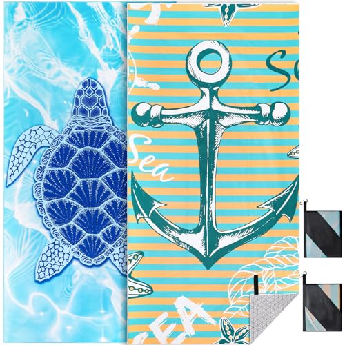 KUOGAS Strandtuch XXL 2er Set 90×180 cm,Groß Schnelltrocknendes Mikrofaser Handtuch, Sandfrei Badetuch,Stranddecke Damen strandhandtuch von KUOGAS
