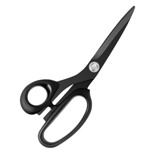 KUONIIY Nähschere Linkshänder zum Schneiden von Leder, Schneiderschere mit Edelstahlklinge, 8 Zoll, Schwarz von KUONIIY