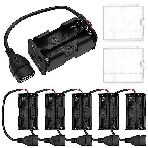 6 Stücke 4x1.5V AA Batteriehalter, KUOQIY 6V Kunststoff Batteriehalter Gehäuse mit USB Buchse, mit 2 Stücke Batteriebox aus Kunststoff 6 Stücke 4x1.5V AA Batteriehalter, KUOQIY 6V Kunststoff Batteriehalter Gehäuse mit USB Buchse, mit 2 Stücke Batteriebox aus Kunststoff von KUOQIY