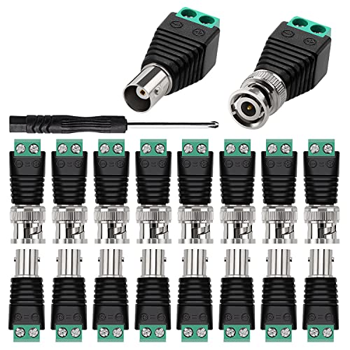 KUOQIY 9 Paar BNC Video Balun Verbinder, Koax Cat5 Cat6 auf BNC Video Balun Stecker Schraubklemme, BNC Adapter Terminalblock Lötfreie Buchse Adapter, für CCTV-Überwachungskamera, DVR, TV, Video von KUOQIY