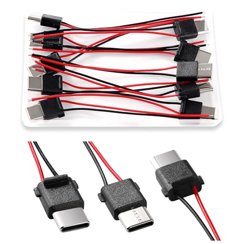 KUOQIY 10 Stücke USB C 3A 2 Polige USB-C Stecker, USB-C Stecker für Panelmontage, 2-poliger Blanker Draht mit 70mm 24 AWG Drähten KUOQIY 10 Stücke USB C 3A 2 Polige USB-C Stecker, USB-C Stecker für Panelmontage, 2-poliger Blanker Draht mit 70mm 24 AWG Drähten von KUOQIY