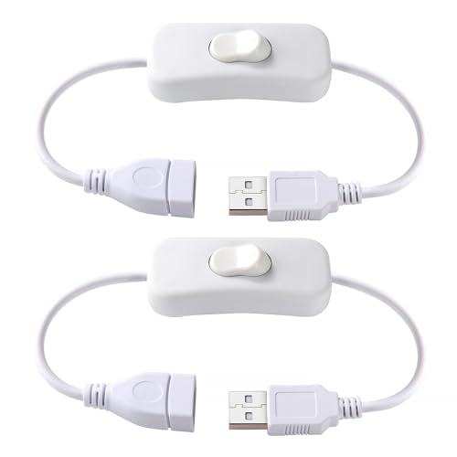 KUOQIY 2 Stücke 0.28m USB Kabel mit Ein/Aus-Schalter, USB Schalter Kabel, USB Verlängerungs Inline Wipp Schalter, USB Verlängerungs Schalterkabel, für LED-Schreibtischlampe, USB-Lüfter, Weiß KUOQIY 2 Stücke 0.28m USB Kabel mit Ein/Aus-Schalter, USB Schalter Kabel, USB Verlängerungs Inline Wipp Schalter, USB Verlängerungs Schalterkabel, für LED-Schreibtischlampe, USB-Lüfter, Weiß von KUOQIY