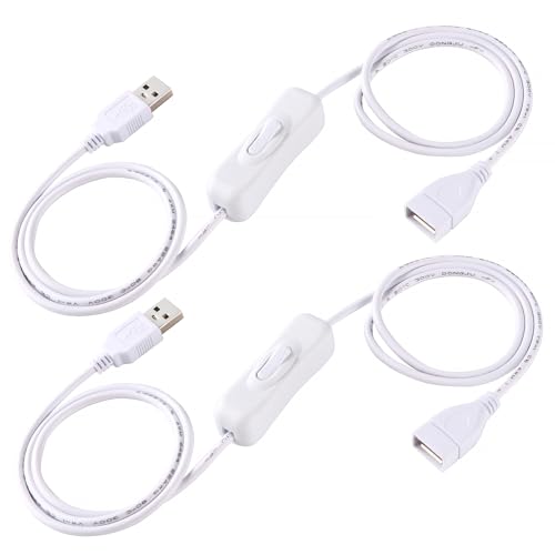 KUOQIY 2 Stücke 1.2m USB Kabel mit Ein/Aus-Schalter, USB Schalter Kabel, USB Verlängerungs Inline Wipp Schalter, USB Verlängerungs Schalterkabel, für LED-Schreibtischlampe, USB-Lüfter, Weiß KUOQIY 2 Stücke 1.2m USB Kabel mit Ein/Aus-Schalter, USB Schalter Kabel, USB Verlängerungs Inline Wipp Schalter, USB Verlängerungs Schalterkabel, für LED-Schreibtischlampe, USB-Lüfter, Weiß von KUOQIY
