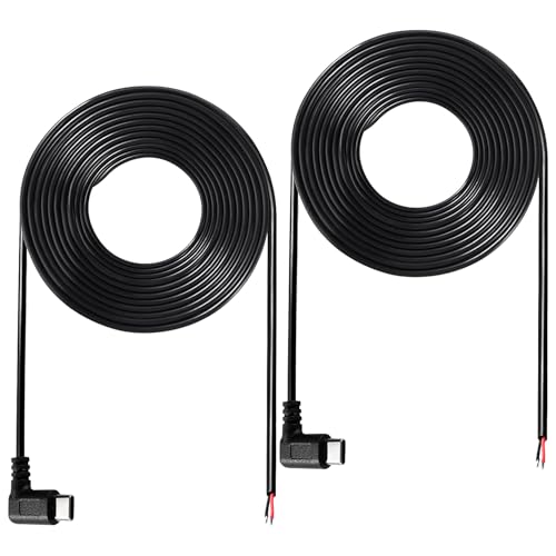 KUOQIY 2 Stücke 200cm 22AWG 90 Grad USB Typ C Stecker Pigtail Stromkabel, 5V 3A USB-C-Stecker auf 2-Poligen Blanken Draht Offenes Ende, für LED-Leuchten von KUOQIY