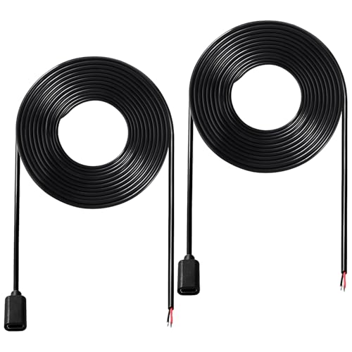 KUOQIY 2 Stücke 200cm 22AWG USB Typ C Buchse Pigtail Stromkabel, 5V 3A USB-C-Buchse auf 2-Poligen Blanken Draht Offenes Ende, für LED-Leuchten, Fans von KUOQIY