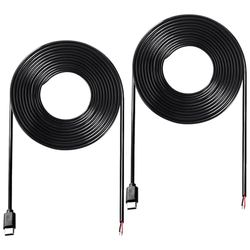 KUOQIY 2 Stücke 200cm 22AWG USB Typ C Stecker Pigtail Stromkabel, 5V 3A USB-C-Stecker auf 2-Poligen Blanken Draht Offenes Ende, für LED-Leuchten, Fans von KUOQIY