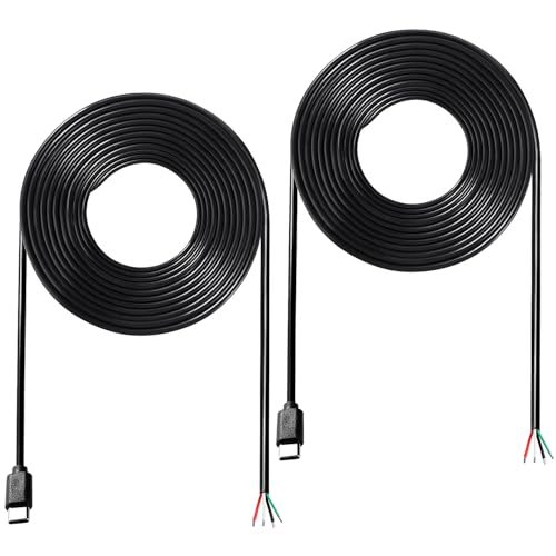 KUOQIY 2 Stücke 200cm 22AWG USB Typ C Stecker Pigtail Stromkabel, 5V 3A USB-C-Stecker auf 4-Poligen Blanken Draht Offenes Ende, für LED-Leuchten, Fans KUOQIY 2 Stücke 200cm 22AWG USB Typ C Stecker Pigtail Stromkabel, 5V 3A USB-C-Stecker auf 4-Poligen Blanken Draht Offenes Ende, für LED-Leuchten, Fans von KUOQIY