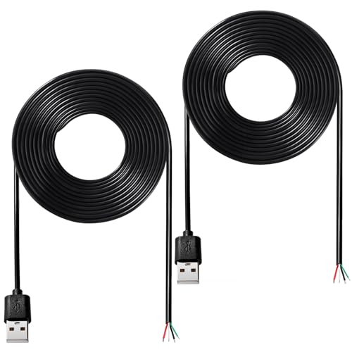 KUOQIY 2 Stücke 2m USB-A Stecker 5V / 3A Pigtail Offenes Ende Stromkabel, 22 AWG USB 2.0 Stecker 4-poliger Draht DIY Pigtail-Kabel, für Geräte Reparatur DIY-Kabel von KUOQIY