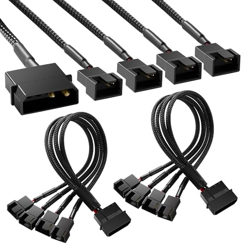 KUOQIY 2 Stücke Molex auf Lüfter Adapter Kabel, 4 Pin Molex auf 4 x 3 Pin / 4 Pin PMW 12V PC-Gehäuselüfter Stromadapterkabel, Molex auf Lüfter Konverter KUOQIY 2 Stücke Molex auf Lüfter Adapter Kabel, 4 Pin Molex auf 4 x 3 Pin / 4 Pin PMW 12V PC-Gehäuselüfter Stromadapterkabel, Molex auf Lüfter Konverter von KUOQIY