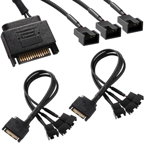 KUOQIY 2 Stücke SATA auf Lüfter Splitter Adapter Kabel, 15 Pin auf 3 x 3/4 Pin PMW 12V PC-Gehäuselüfter Stromadapterkabel, Konverter KUOQIY 2 Stücke SATA auf Lüfter Splitter Adapter Kabel, 15 Pin auf 3 x 3/4 Pin PMW 12V PC-Gehäuselüfter Stromadapterkabel, Konverter von KUOQIY