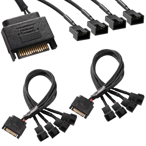 KUOQIY 2 Stücke SATA auf Lüfter Splitter Adapter Kabel, 15 Pin SATA auf 4 x 3 Pin / 4 Pin PMW 12V PC-Gehäuselüfter Stromadapterkabel, SATA auf Lüfter Konverter KUOQIY 2 Stücke SATA auf Lüfter Splitter Adapter Kabel, 15 Pin SATA auf 4 x 3 Pin / 4 Pin PMW 12V PC-Gehäuselüfter Stromadapterkabel, SATA auf Lüfter Konverter von KUOQIY