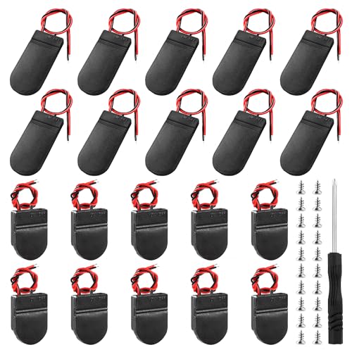 KUOQIY 20 Stücke 1 x 3V + 2 x 3V Knopfzelle Batterie Halter, CR2032 Knopfzellen-Batteriehalter Sockel Box Clip Gehäuse mit An-/Ausschalter Kabel, mit Schraubendreher und Schrauben, Schwarz KUOQIY 20 Stücke 1 x 3V + 2 x 3V Knopfzelle Batterie Halter, CR2032 Knopfzellen-Batteriehalter Sockel Box Clip Gehäuse mit An-/Ausschalter Kabel, mit Schraubendreher und Schrauben, Schwarz von KUOQIY
