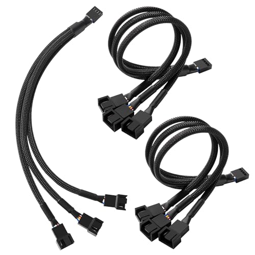 KUOQIY 3 Stücke Computer PC Lüfter Stromkabel 1-zu-3 Konverter, 4-poliges PWM Lüfter Splitter Kabel, 3-Wege PWM Lüfter Splitterkabel, für Computer Gehäuse 4/3-polig Kühler von KUOQIY