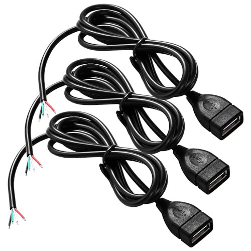 KUOQIY 3 Stücke USB-A Weiblicher 5V / 3A Pigtail offenes Ende Stromkabel, 1m 22 AWG USB 2.0 Weiblicher 4-poliger Draht DIY Pigtail-Kabel, für USB-Geräte Reparatur DIY-Kabel KUOQIY 3 Stücke USB-A Weiblicher 5V / 3A Pigtail offenes Ende Stromkabel, 1m 22 AWG USB 2.0 Weiblicher 4-poliger Draht DIY Pigtail-Kabel, für USB-Geräte Reparatur DIY-Kabel von KUOQIY