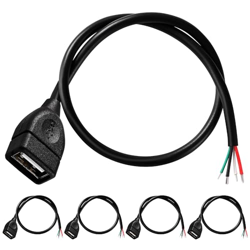 KUOQIY 5 Stücke USB-A Weiblicher 5V / 3A Pigtail offenes Ende Stromkabel, 30cm 22 AWG USB 2.0 Weiblicher 4-poliger Draht DIY Pigtail-Kabel, für USB-Geräte Reparatur DIY-Kabel KUOQIY 5 Stücke USB-A Weiblicher 5V / 3A Pigtail offenes Ende Stromkabel, 30cm 22 AWG USB 2.0 Weiblicher 4-poliger Draht DIY Pigtail-Kabel, für USB-Geräte Reparatur DIY-Kabel von KUOQIY